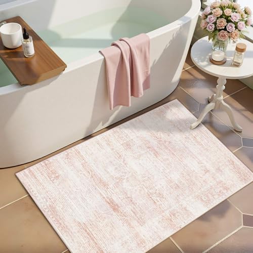 Entryway Rug 2x3 Washable Non Slip Pink Area Rugs for Kitchen by LatteFog