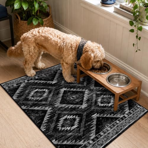 BESTSWEETIE 2'x3' Washable Samll Rug for Living Room Black - Image 3