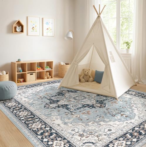 EIEIHOUSE Washable 7x9 Area Rugs for Living Room Antique Azure - Image 7