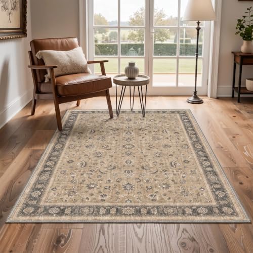 Bavni 8X10 Living Room Area Rug, Boho VintageFloral Washable Non Slip - Image 2