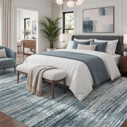 9x12 Area Rug for Living Room, Abstract Washable Non-Slip Rugs, Slate Grey - Image 2