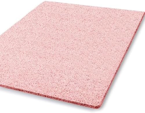 godehone Shower Mats Non Slip Without Suction Cups, PVC Loofah Bathroom Mats, Loofah Mats for Shower and Bathroom, Quick Drying, 23.6× 34.6 Inch, Pink by godehone