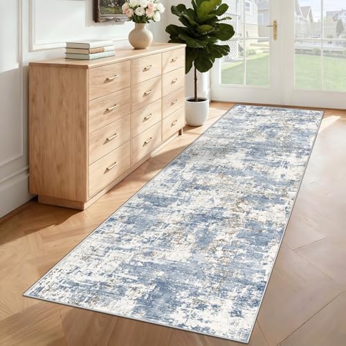 XLUEZ 2x8 Runner Rug for Hallway, Washable Modern Abstract Runner Rugs Neutral Soft Non Slip Kids Rug Stain Resistant Indoor Runners for Hallways Entryway Bedroom Kitchen Laundry Room(Blue, 2'x8') - Image 4