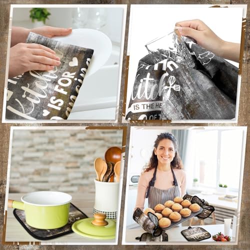 Fourluoo 10 Pcs Farmhouse Kitchen Decor and Accessories Set Brown - Image 4