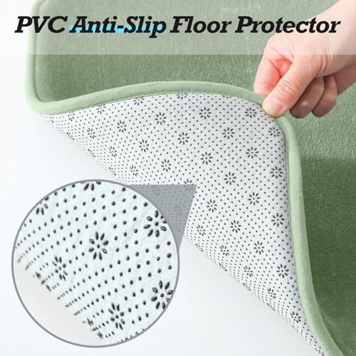 HUXMEYSON Bathroom Rugs Sets 2 Piece, Non-Slip & Quick Dry Bath Mat Set, Ultra Soft Velvet Bath Rugs for Bathroom, Toilet and Shower Floor, Grey Green - Image 4