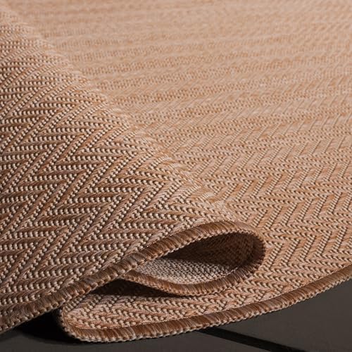 SAFAVIEH Outdoor Square Rug 4' - Courtyard Collection - Coastal Design, Natural & Cream, Durable & Easy Cleaning, Ideal for Patio, Entryway, Mudroom, Backyard (CY8022-03012) - Image 2