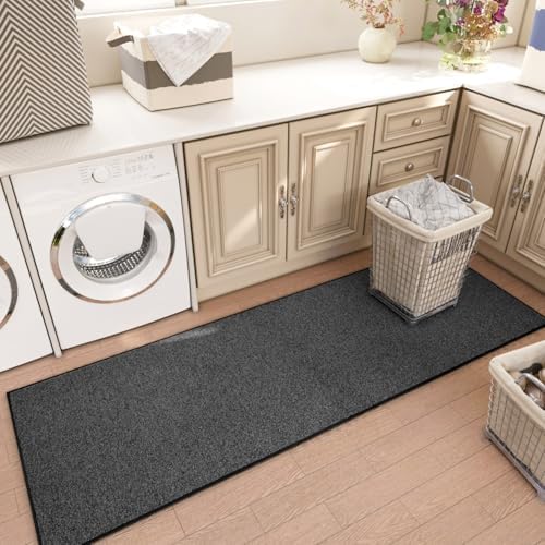 AREDO Door mat with Non Slip Rubber Backing 2 * 3 ft, Washable Soft Floor Carpet for Kitchen, Hallway, Entryway Indoor, Bedroom, Laundry, Low Pile Area Rugs, Solid Color with Pointillism Style, Black - Image 6