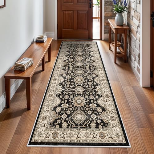 Washable Hallway Runner Rug 3x8: Non Slip Runner Rugs with Rubber Backing by TOPRUUG