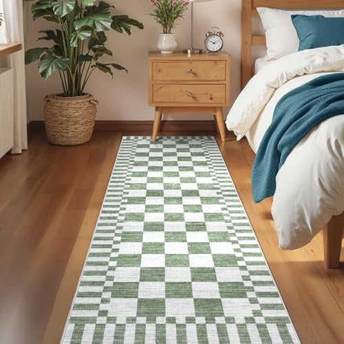 GarveeHome 2.5x8 Checkered Kitchen Runner Rug for Hallway Non Slip Washable - Image 3