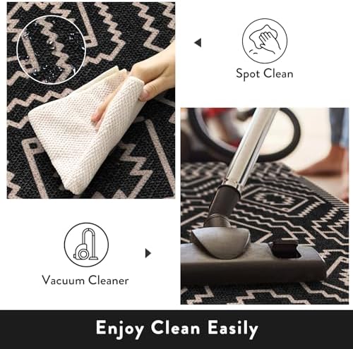 Lahome Moroccan Black Outdoor Rug, 3x5 Easy Jute Washable Entryway Rug - Image 4