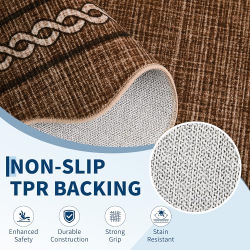 GarveeHome Washable Runner Rugs 2x8 Entryay Rug Scalloped, Mocha Mousse - Image 4