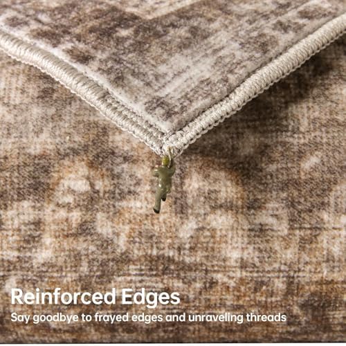 Sasttie Round Rug 6ft, Ultra-Soft Washable Rug for Living Room, Dark Brown - Image 5