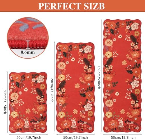 Kitchen Rug Mat Sets 3PC, Cushioned Anti Fatigue Mat Non Slip Washable Kitchens Sink Rug, Vintage Floral Rugs Comfort Standing Mats for Laundry, Desk, Hallway Entryway, Office - Image 3