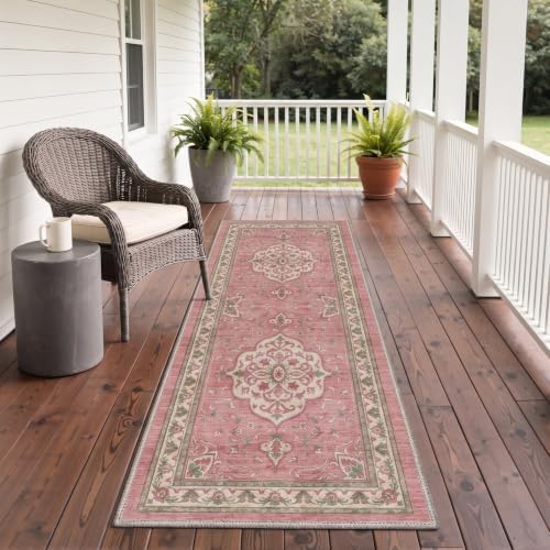GENIMO 5X8 Outdoor Rug, Washable for Patio and Deck, Dusty Rose - Image 5