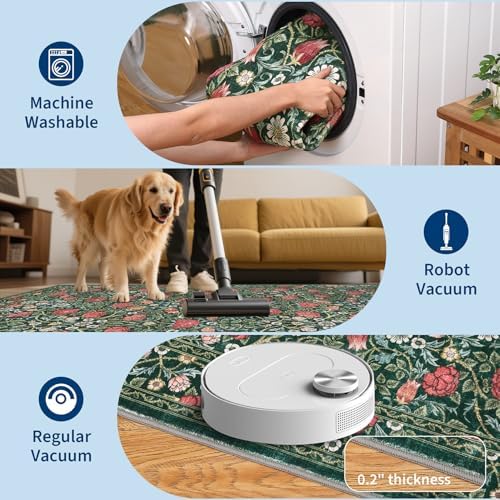 GarveeHome Green Floral 6x9 Area Rug for Bedroom Living Room - Image 6