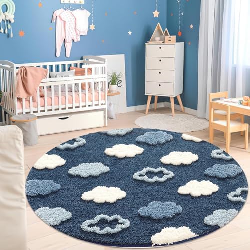 Poowe Kids Play Mat Round Educational Alphabet Soft Non-Slip Area Rug for Bedroom Classroom(Round 47.2") - Image 3