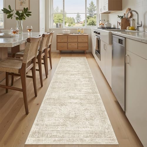 Soalmost Runner Rug 2x8 Washable Non-Slip Hallway Kitchen Runners Beige by Soalmost