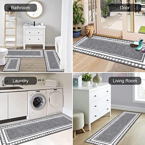 HEBE Boho Kitchen Rugs Set of 3, Non Slip Washable Kitchen Mats for Floor - Image 5