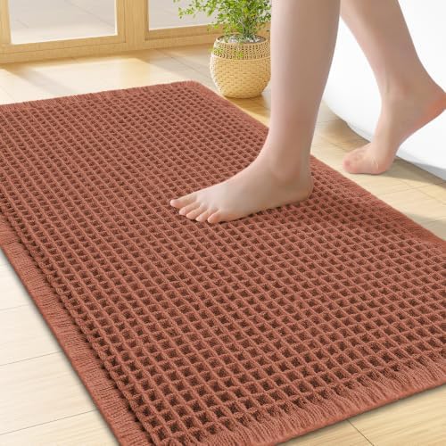 Smiry Waffle Bath Mat 24X16, Extra Soft Absorbent Bathroom Rugs, Orange by Smiry