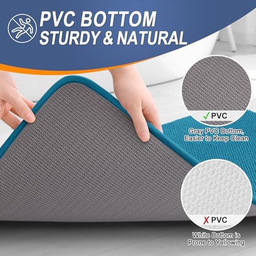 OLANLY Memory Foam Small Bathroom Rugs 24x16, Absorbent Mat, Peacock Blue - Image 4