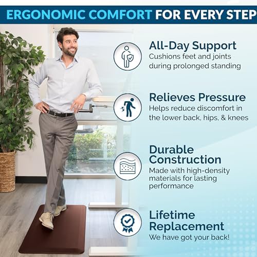 ComfiLife Anti Fatigue Floor Mat – 3/4 Inch Thick Kitchen Mats for Floor, Standing Desk Mat, Kitchen Rug – Comfort at Home, Office – Durable – Stain Resistant – Non-Slip Bottom (20" x 32", Brown) - Image 3