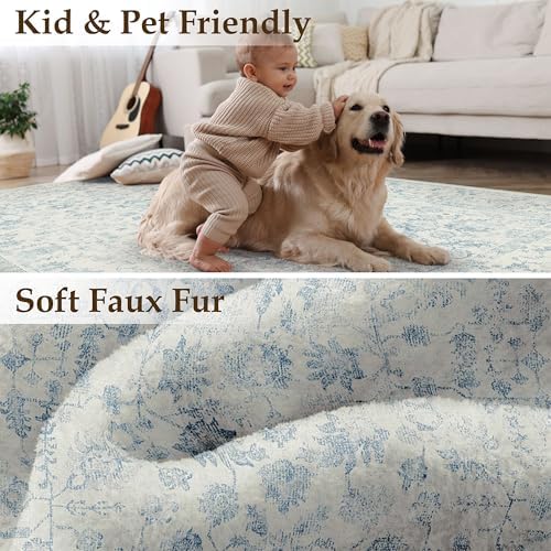 PureCozy 6x9 Softer Blue Area Rug Washable Non Slip Living Room Carpet - Image 3