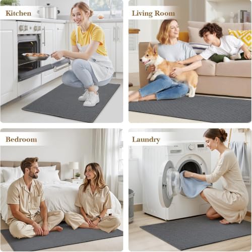 Kitchen Rugs Set of 2, Washable Floor Mats, Grey 20x32+20x47in - Image 3