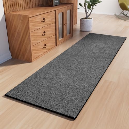 AREDO Runner Rug with Non Slip Rubber Backing 2*6 ft, Washable Soft Floor Carpet for Kitchen, Hallway, Entryway Indoor, Bedroom, Laundry, Low Pile Area Rugs, Solid color with Pointillism style, BLACK by AREDO
