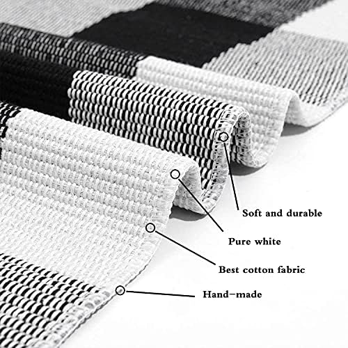 SEEKSEE Fall Decor Buffalo Plaid Outdoor Rug 2' x 3' Black and White Front Door Mat, Layering Rug for Porch, Washable Doormat, Cotton Area Rug for Outdoor Entrance Entryway Patio Porch Decor - Image 6