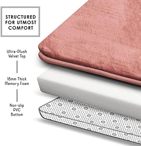 Clara Clark Bathroom Rugs, Velvet Memory Foam Bath Mat, Non-Slip, Machine Washable Bath Rugs - Dries Quickly, Ultra Soft Plush Bath Mats for Bathroom, 20 x 32, Misty Rose - Image 6
