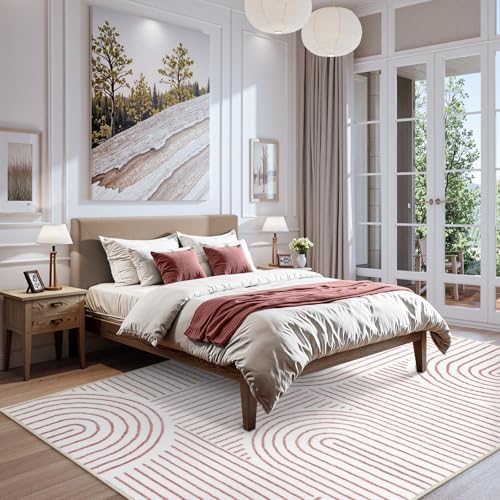 Lahome Abstract 6x9 Pink Rugs for Girls Room, Soft Washable Living Room Rug - Image 6