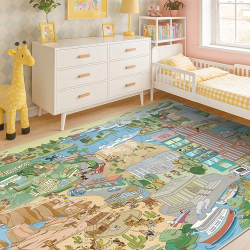 Large Kids Area Rug 6x9 – Interactive North America Map Carpet with States, Animals & Famous Landmarks – Soft Non-Slip Learning Area Rug for Kindergarten, School, or Bedroom Décor - Image 3