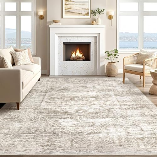 cotiled 5x7 Area Rug for Living Room, Traditional, Distressed Light Brown - Image 5