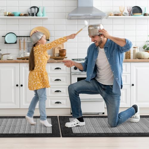 StepRite Kitchen Rugs 2 PCS, Kitchen Mats for Floor, 20"X32"+20"X47", Black - Image 6