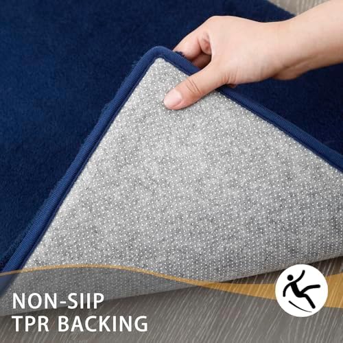 MINIDEAR Bathroom Rugs 36x24 Navy Blue - Thick Memory Foam Bath Mat, Ultra Soft & Plush Fluffy, Non-Slip, Quick Dry, Absorbent Washable Floor Microfiber Mat for, Tub, Home Decor Accessories - Image 2