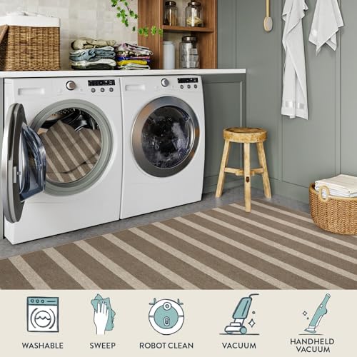 Lahome Striped Easy Jute Kitchen Runner Rug, 2x8 Washable Outdoor Rugs - Image 5