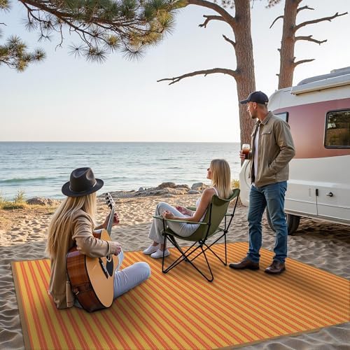 GENIMO Fall Decor Outdoor Rug, Plastic Rugs for Patio, 6'x9' Orange - Image 4