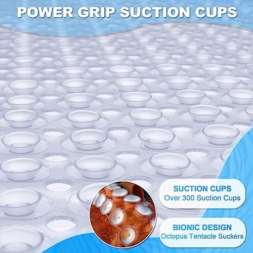 Bathtub and Shower Mats, 40x16 Inch Extra Large Non Slip Soft Bath Tub Mat with Suction Cups and Drain Holes for Bathroom Floor and Keep Tubs Clean, Machine Washable, Clear - Image 3