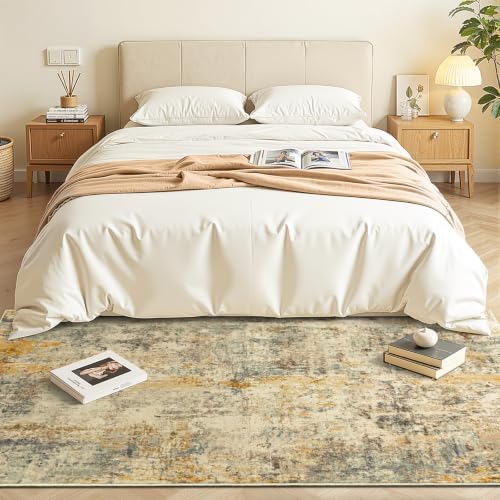 Entryway Rug 3x6 Beige Bedroom Area Rug Washable Non Slip Abstract Boho Rugs for Indoor Entry, Kitchen, Classroom, Bathroom, Kids Girls Room, Office, College Dorm Small Carpet - Image 3