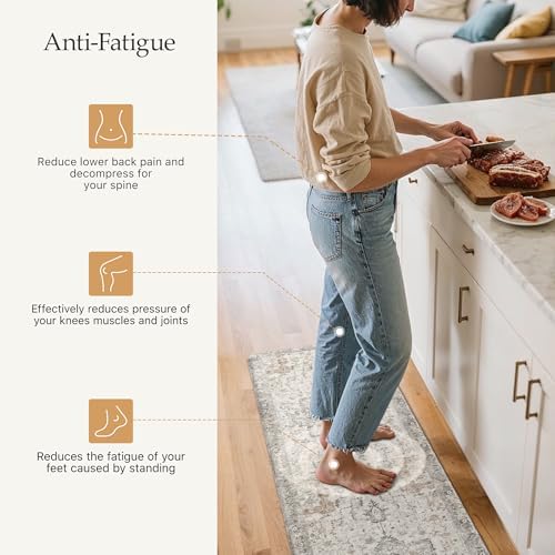 GENIMO Anti Fatigue Kitchen Mats for Floor 2PCS, Standing Rugs,GrayTaupe - Image 3
