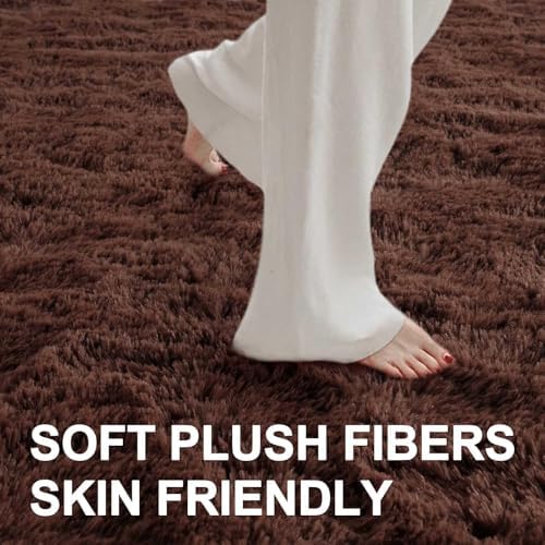 4x6 Ft Brown Shag Rugs for Bedroom Living Room, Ultra Soft Fluffy Furry Area Rug for Indoor Floor, Aesthetic Carpet for Home Decor - Image 4