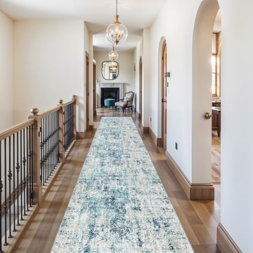 3x15 Long Hallway Runner Rug Non-Slip Washable Rugs Ocean Mist - Image 2