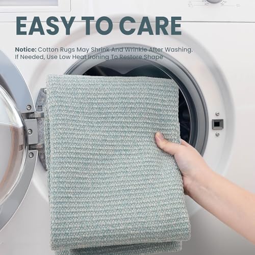EARTHALL Washable Entryway Rug, Non Slip Doormat, 2x3 Ft, Turquoise/Gray - Image 4