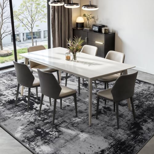 Rugflix 5x8 Area Rugs for Living Room, Washable Black Grey Dark Large Rug - Image 3
