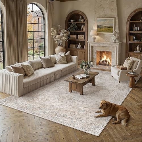 HUGEAR Beige Area Rugs 8x10 Washable Rug Indoor Carpet - Image 2