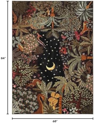 GarveeHome 5x7 Jungle Area Rug Washable Rugs for Living Room Bedroom, Soft Low Pile Non Slip Accent Floor Mat Animal Print Throw Rug Indoor Carpet Dining Room Playroom - Image 2