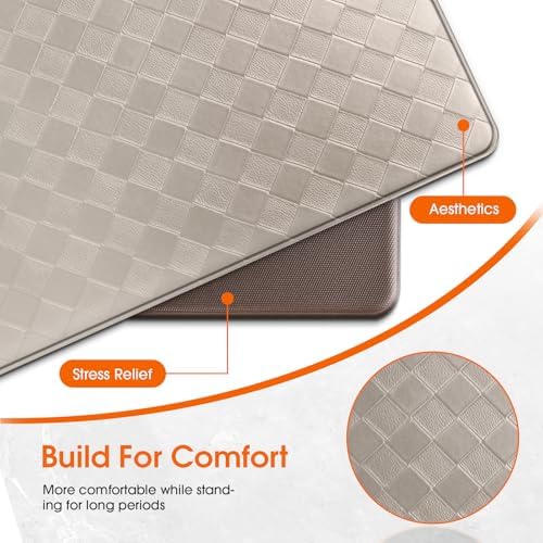 TranquilRelax Kitchen Mats, Cushioned Mats with Extra-Long Runner, Taupe - Image 6