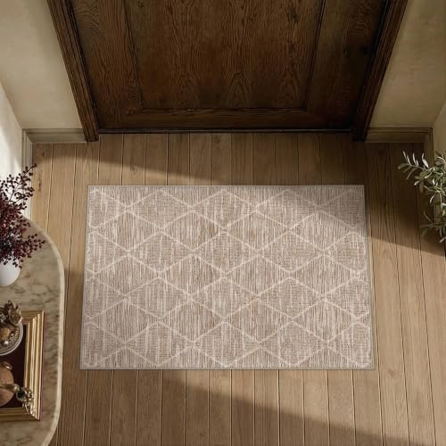HUGEAR 2x3 Area Rugs Brown Washable Entryway Rug by HUGEAR