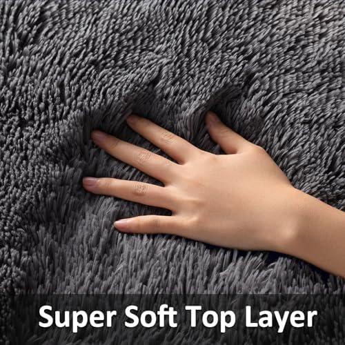 Ophanie Small 18''x30'' Rug Washable Non Slip Throw Bedside Area Rugs, Fluffy Soft Mini Bedroom Carpet, Door Entryway Indoor Inside Front Entrance Mat, Home Decor Aesthetic, Grey - Image 2