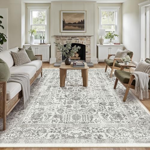 PureCozy Black Area Rug 8x10 Vintage Floral by PureCozy